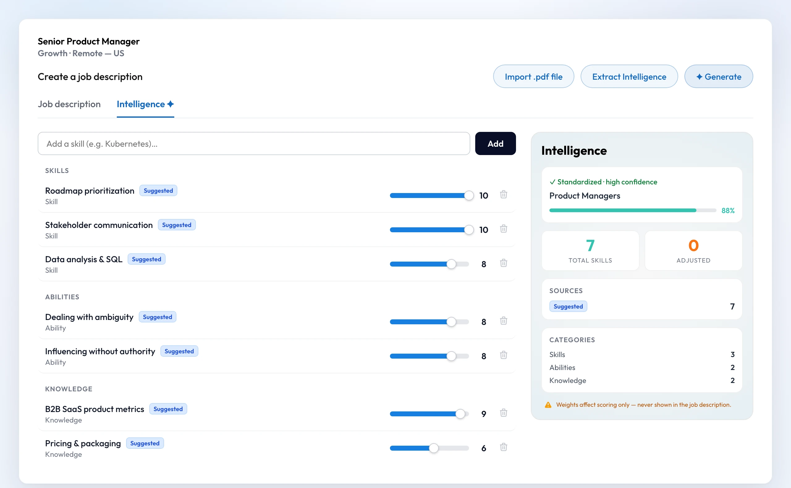 Skill intelligence extracted from the job description
